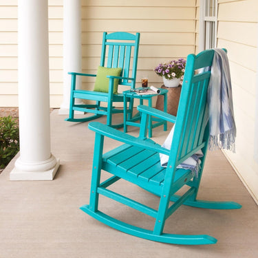 POLYWOOD Presidential Rocker 3-Piece Set w/ South Beach 18-Inch Side Table - Aruba